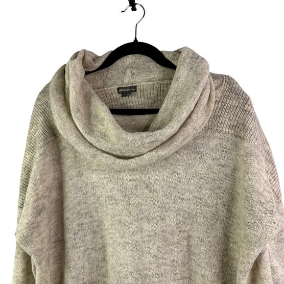 Eddie Bauer Womens medium Gray Long Sleeve Cowl Neck Mohair Blend Sweater - Picture 4 of 7